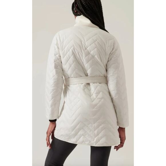 Athleta Mendocino Puffer Coat Quilted White Light Quilted Belted Size 2X NWT - Picture 5 of 16